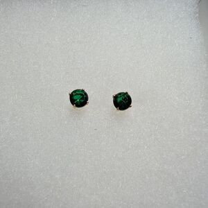 925 Sterling Silver Rose Gold And Green Stud Earrings